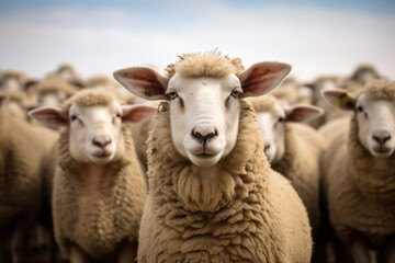 Obraz na płótnie Canvas a herd of sheep standing next to each other