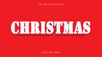 Free vector editable 3d style red christmas text effect text effect template