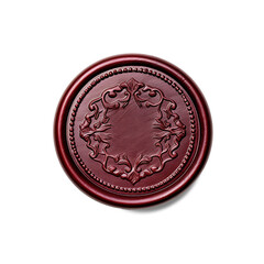 vintage red wax seal, sealing stamp isolated on white