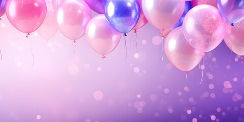 Pink and purple balloons background. Mother’s day, Birthday, christmas, wedding, valentine day. 