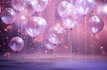 Pink and purple balloons background. Mother’s day, Birthday, christmas, wedding, valentine day. 