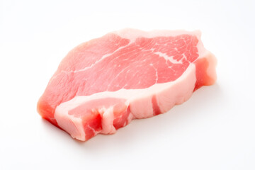 A closeup of sliced homemade raw pork tenderloin on white background