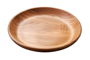 empty wooden plate for mockup food PNG isolated on white transparent background