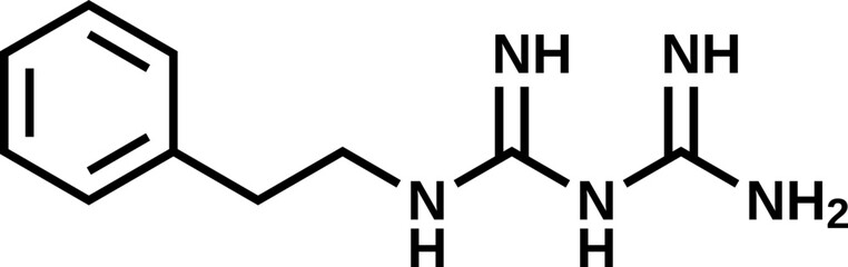 Phenformin structural formula, vector illustration