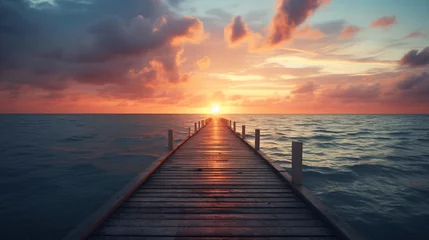 Meubelstickers sunset on the pier © Salman