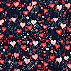 seamless pattern with hearts and roses