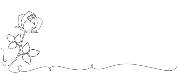 rose line art style. valentine elements.	