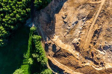 Sand quarry for extracting construction sand from a drone