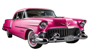 Vintage Pink Cadillac Allant On Transparent Background - obrazy, fototapety, plakaty