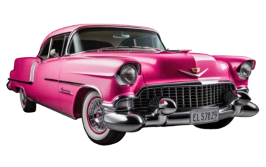 Deurstickers Vintage Pink Cadillac Allant On Transparent Background ©  Creative_studio