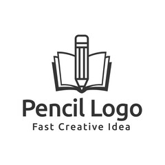 pencil vector illustration icon and logo of education on white background