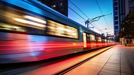 Fototapeta na wymiar Light Rail Train in fast blurr motion