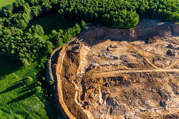 Sand quarry for extracting construction sand from a drone