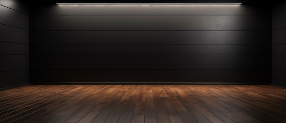 wood floor with dark black wall for present product