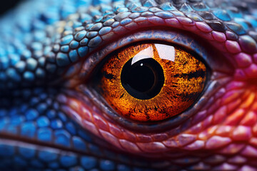 Close up eye macro photography of snake , vibrant colors
