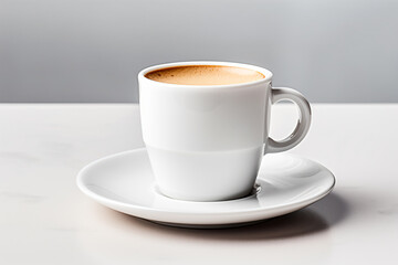a cup of coffee on a saucer on a table