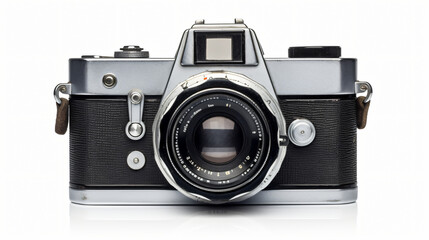 Vintage analogue SLR camera isolated on white background - obrazy, fototapety, plakaty
