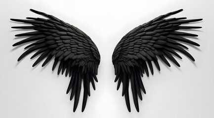 Black Angel wings isolated on white background
