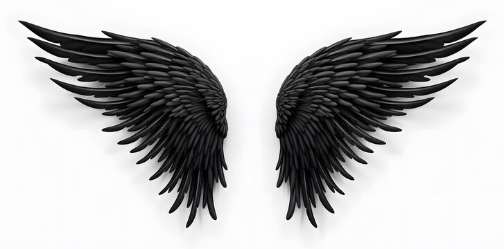 Black Angel wings isolated on white background