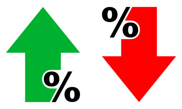 Percent arrow isolated icon in line style. Vector business concept.	