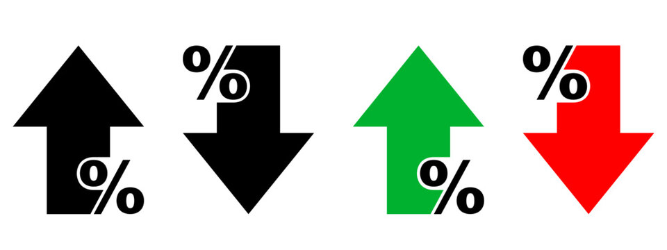 Percent arrow isolated icon in line style. Vector business concept.	