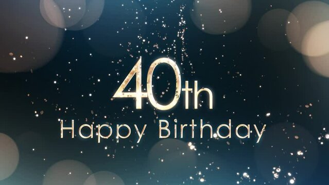 Congratulations banner, happy 40th birthday, golden confetti
