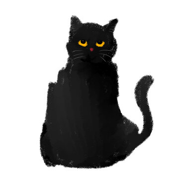 Cat,Black cat,Animal painting. vector illustration. wildlife isolated cartoon.	
