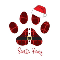 Santa paws. Merry Christmas. Paws prints dog. Love dogs.