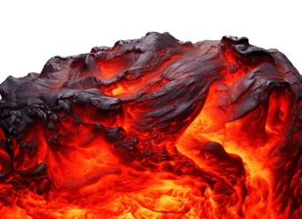 Foto op Aluminium Image of fiery red volcanic lava isolated on transparent background © Tran