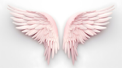 Obraz premium A pair of pink angel wings on a white background