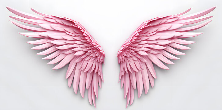 A pair of pink angel wings on a white background