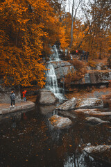 waterfall in autumn forest