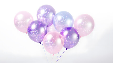 Pink and purple balloons background. Mother’s day, Birthday, christmas, wedding, valentine day. Holiday banner, web poster, flyer, cover card
