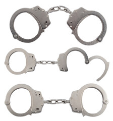 Metal handcuffs isolated on white background