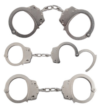 Metal handcuffs isolated on white background