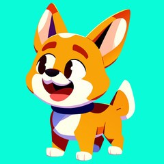 Animated cheerful dog with floppy ears. Image showing a dog's face. Realistic image. Focus on a balanced object. studio lighting On the white back