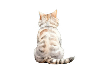 Fototapeta premium Rear image of cat sitting with back facing isolated on transparent background