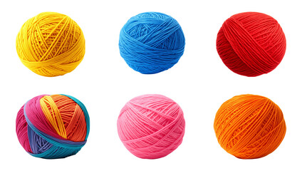 Set of balls of yarn. Isolated on a transparent background.