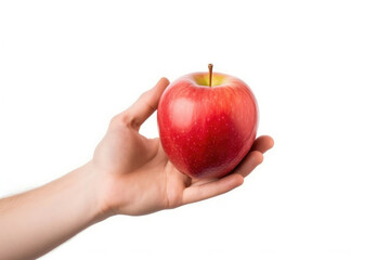 Dieting red ripe fruit hand health fresh food healthy apple