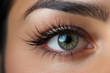 Fototapeta premium Closeup Shot Of Womans Eyelashes. Сoncept Macro Photography, Eye Makeup, Beauty Shots, Detailed Closeups
