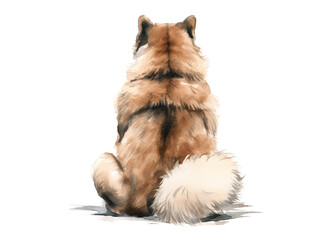 Obraz premium Rear image of dog sitting with his back isolated on transparent background