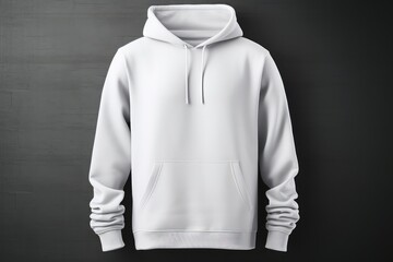 Mockup Of A White Men's Sweatshirt Hoodie On A Gray Background