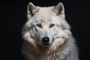 Obraz premium Intense Gaze Of White Wolf Against Dark Backdrop