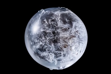 Isolated Ice Ball On Black Background - Powered by Adobe