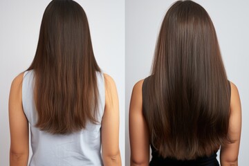 Keratin Treatment For Transforming Unruly Hair Before And After - obrazy, fototapety, plakaty