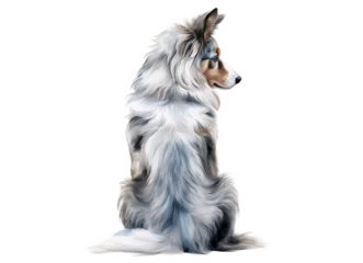 Foto op Canvas Rear image of dog sitting with his back isolated on transparent background © Tran