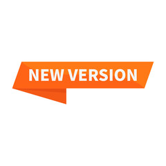 New Version In Orange Rectangle Ribbon Parallelogram Shape For Product Promotion Business Marketing Social Media Information
