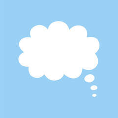 Speech bubble. Cartoon chatting box, message box or thinking sign. Cloud frame or empty dialog space on blue background. Vector isolated illustration.