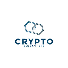 Fototapeta premium Digital Crypto currency logo with Blockchain technology. Financial technology or fintech logo template