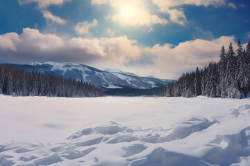 View on snow covered valley